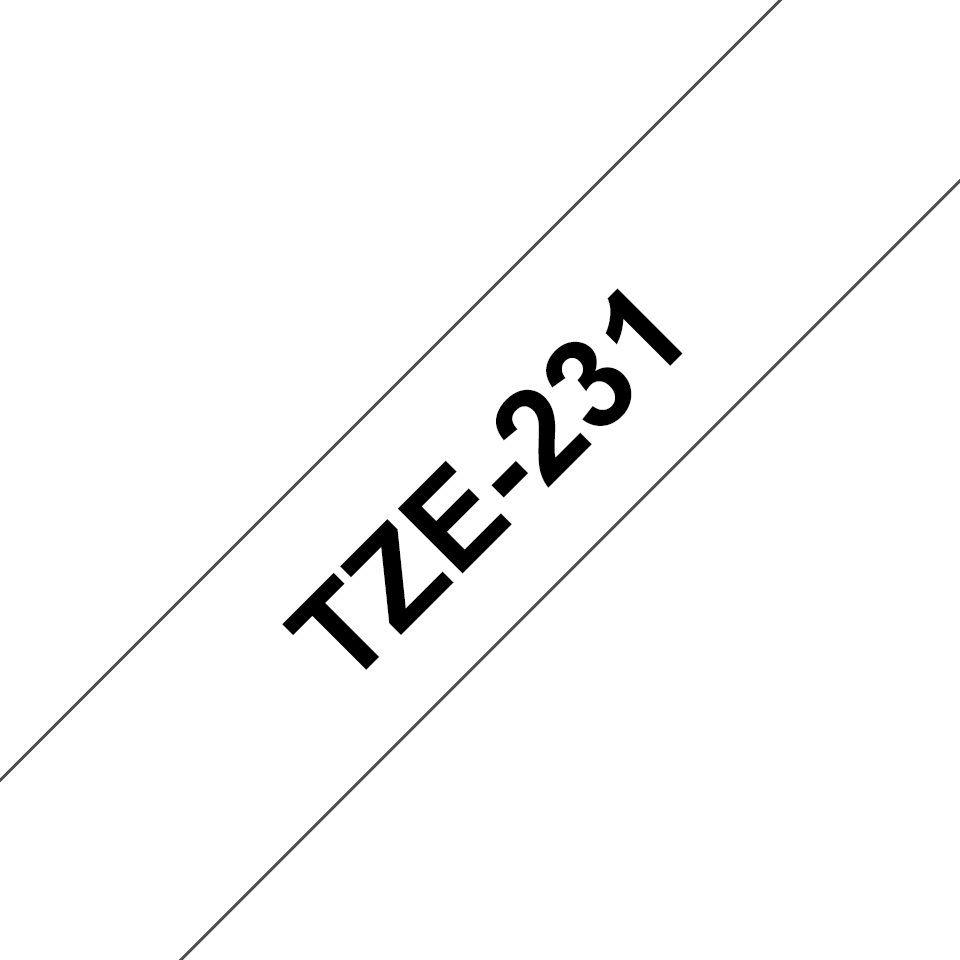Originele Brother TZe-231 labeltape – zwart op wit, breedte 12 mm